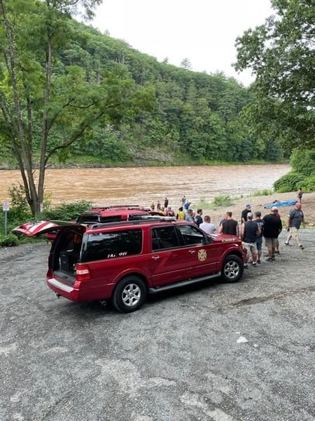 First responders participating in a successful river rescue on Monday, July 19.